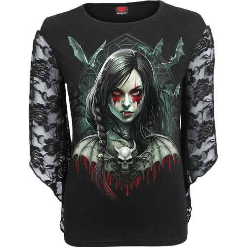 HALLOW'S EVE - Rose Lace Sleeve Top