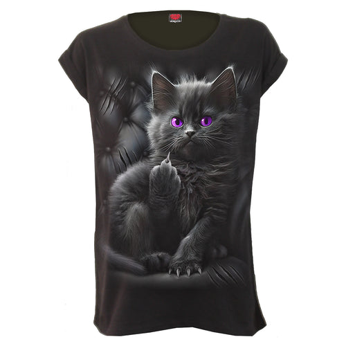 CATTITUDE - Turnup Sleeve Loosefit Tee