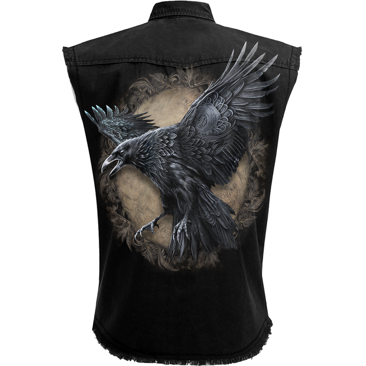 RAVEN WISE - Sleeveless Stone Washed Worker Black