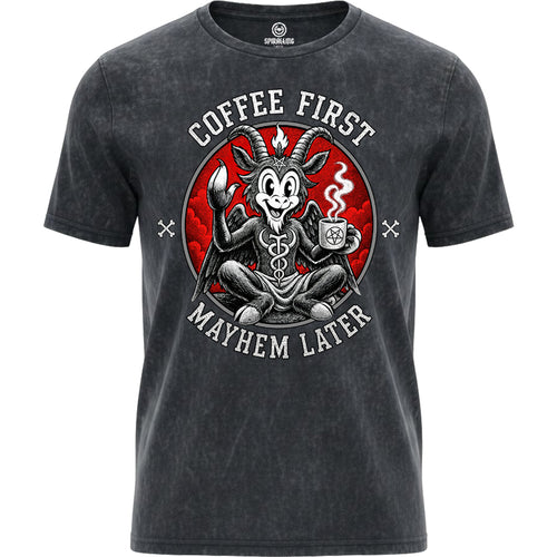 COFFEE AND MAYHEM - Acid Wash T-Shirt