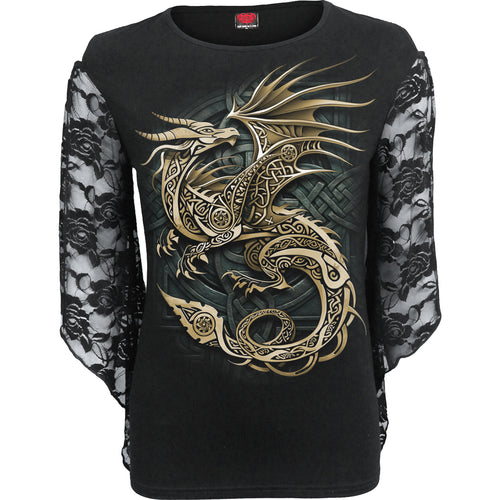 CELTIC DRAGON - Rose Lace Sleeve Top