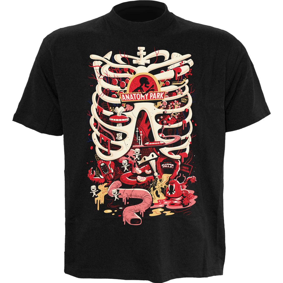 RICK AND MORTY - ANATOMY PARK - Front Print T-Shirt Black