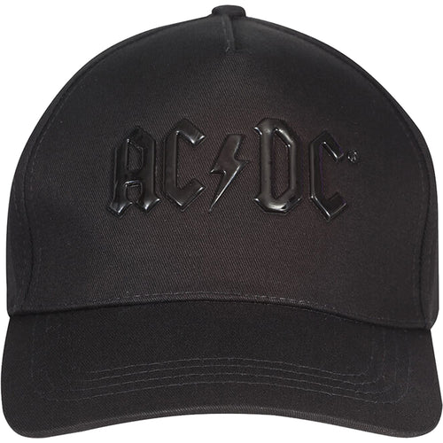 AC/DC - SHINY BLACK LOGO - BASEBALL CAP - Baseball Caps Distressed with Metal Clasp Licensed