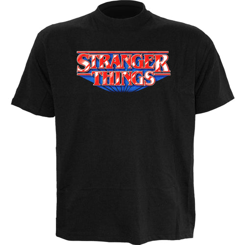 STRANGER THINGS - RETRO LOGO - Front Print T-Shirt Black