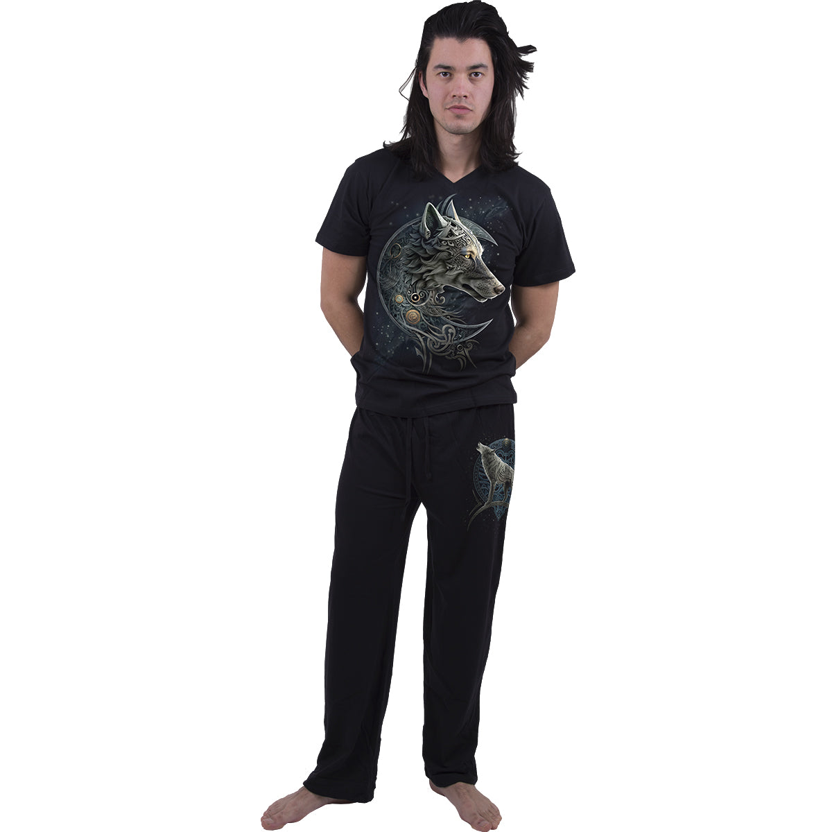 CELTIC WOLF - 4pc Mens Gothic Pyjama Set