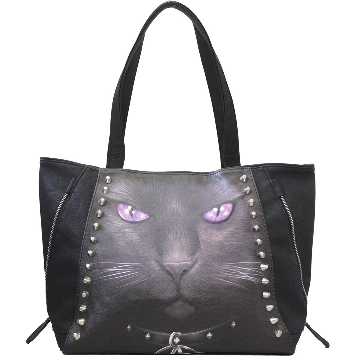 BLACK CAT - Tote Bag - Top quality PU Leather Studded - Spiral USA