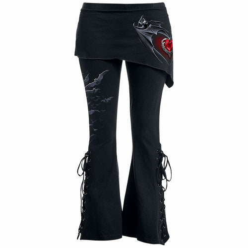 BAT'S HEART - 2in1 Boot-Cut Leggings with Micro Slant Skirt