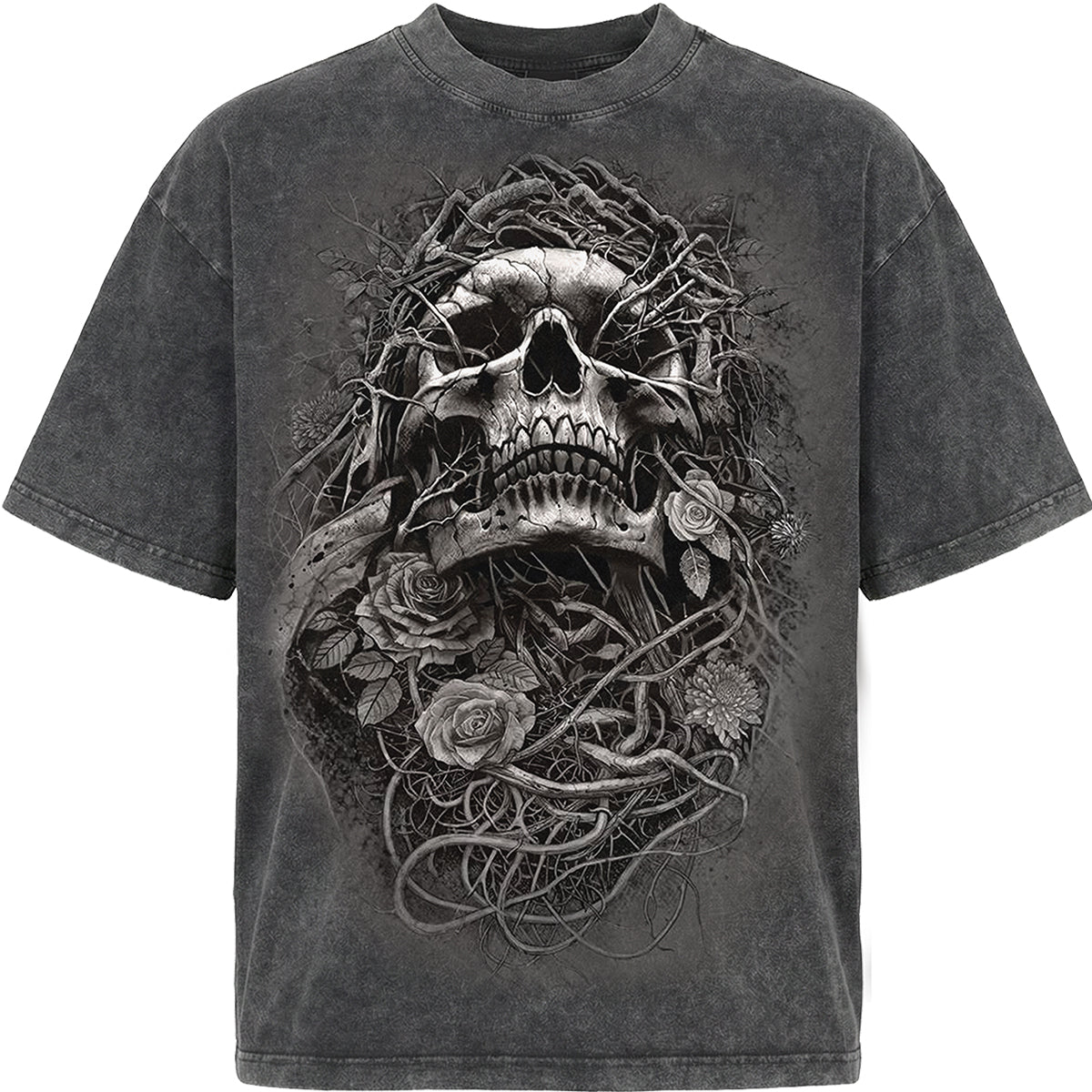 ACID REAPER - Box T-Shirt Acid Wash Charcoal