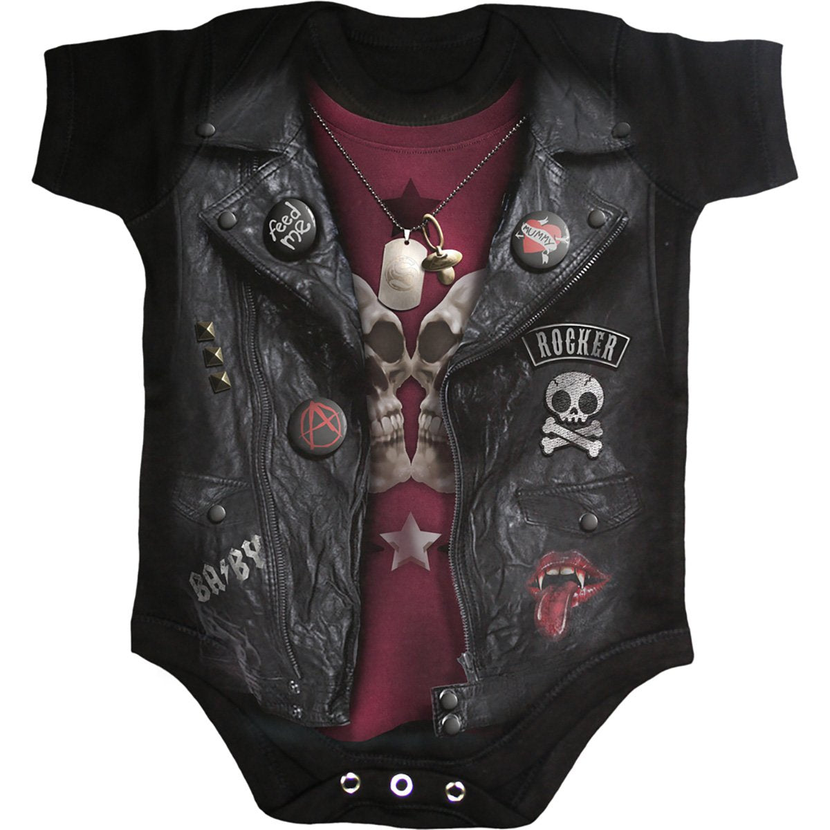 BABY BIKER - Baby Sleepsuit Black - Spiral USA