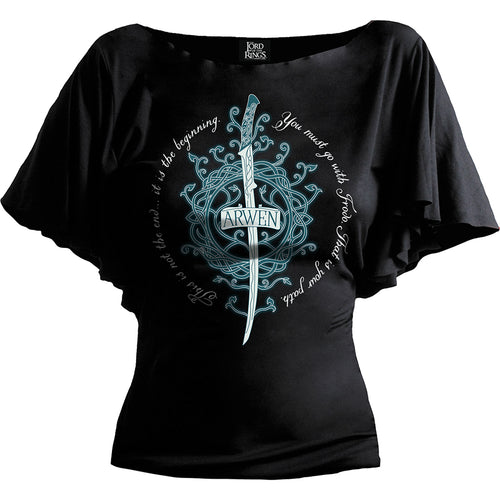 LOTR - ARWEN - Boat Neck Bat Sleeve Top Black