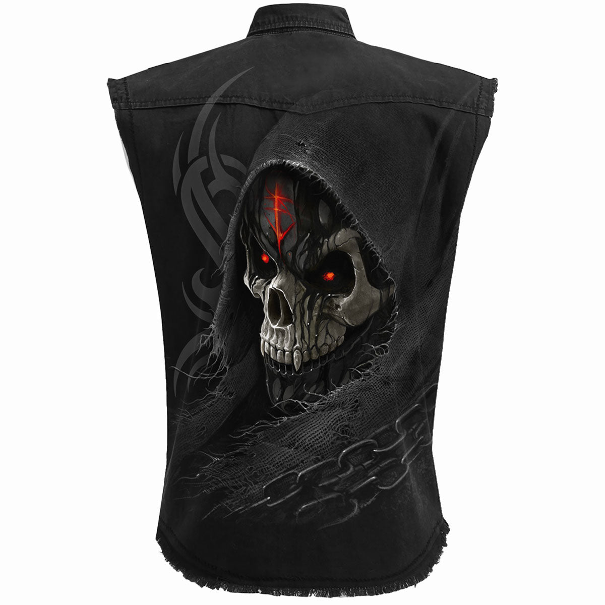 DARK DEATH - Sleeveless Stone Washed Worker Black