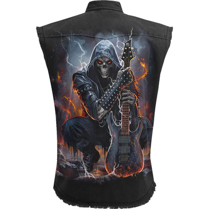 DEATH ROCKER - Sleeveless Stone Washed Worker Black