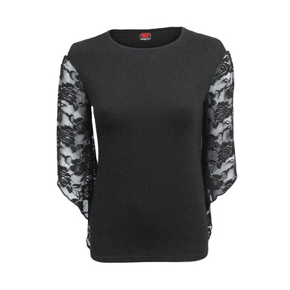 GOTHIC ELEGANCE - Rose Lace Sleeve Top - Spiral USA