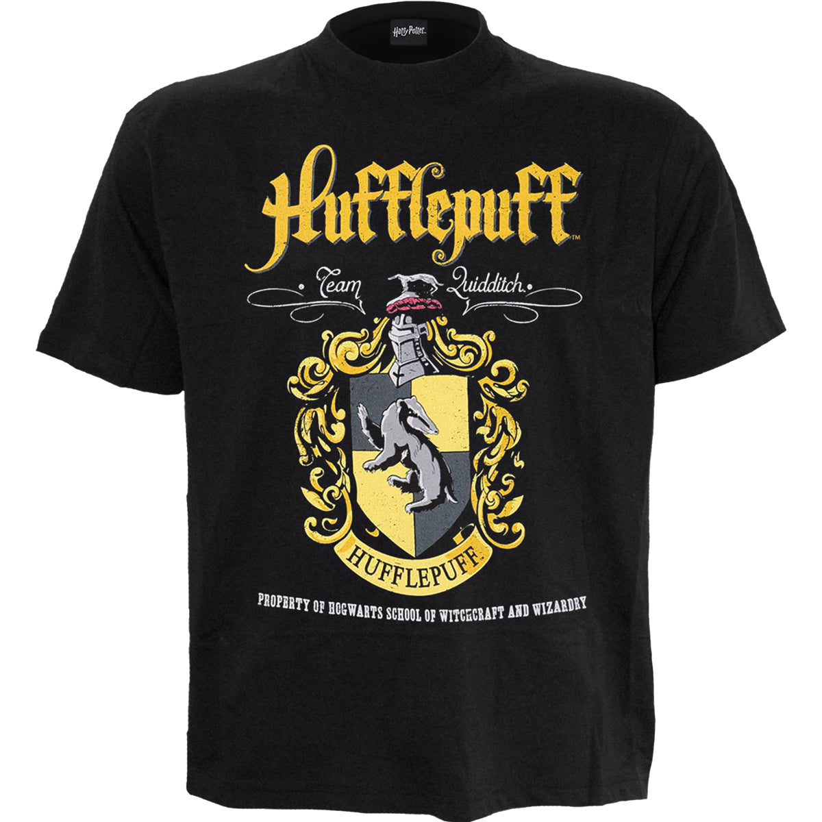 HARRY POTTER - HUFFLEPUFF CREST - Front Print T-Shirt Black