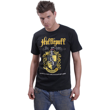 HARRY POTTER - HUFFLEPUFF CREST - Front Print T-Shirt Black