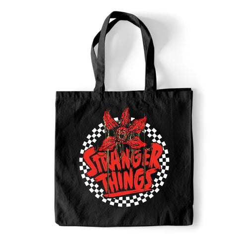STRANGER THINGS - CHECKERED CIRCLE - Bag 4 Life - Canvas 80z Long Handle Tote Bag