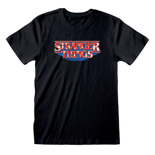 STRANGER THINGS - RETRO LOGO - Front Print T-Shirt Black