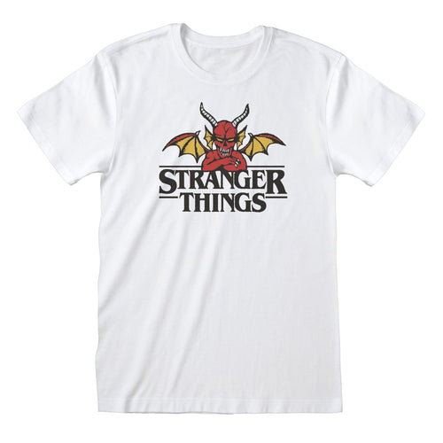 STRANGER THINGS - DEMON - Front Print T-Shirt White