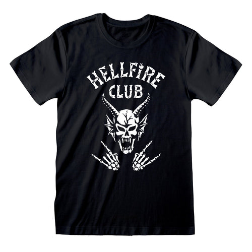 STRANGER THINGS - HFC CLUB - Front Print T-Shirt Black