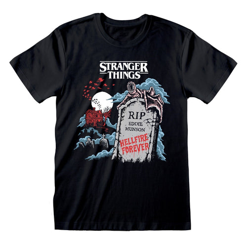 STRANGER THINGS - RIP EDDIE - Front Print T-Shirt Black