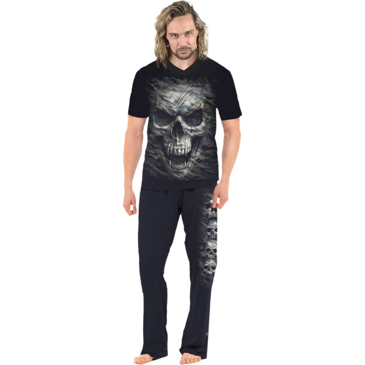 CAMO-SKULL - 4pc Mens Gothic Pyjama Set - Spiral USA