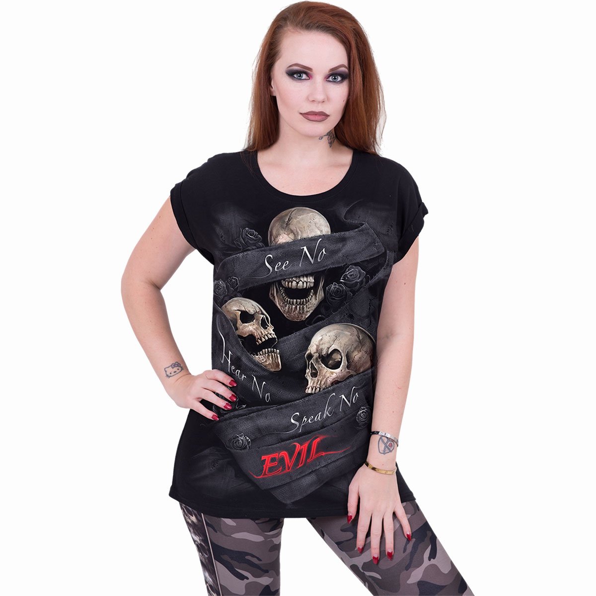 SEE NO EVIL - Turnup Sleeve Loosefit Tee - Spiral USA