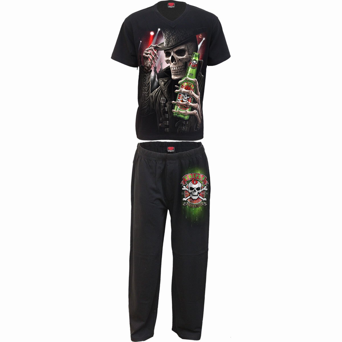 TRIPLE 6 - 4pc Mens Gothic Pyjama Set - Spiral USA