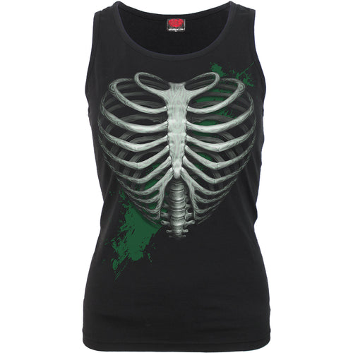 HEART RIBS - GLOW IN THE DARK - Razor Back Top Black