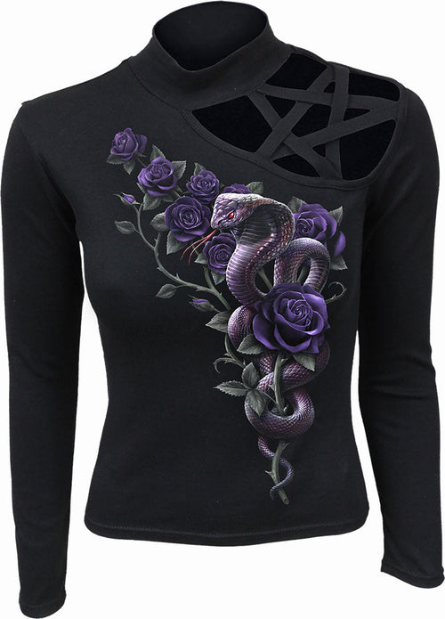 COBRA ROSES - Pentagram Shoulder Longsleeve Top