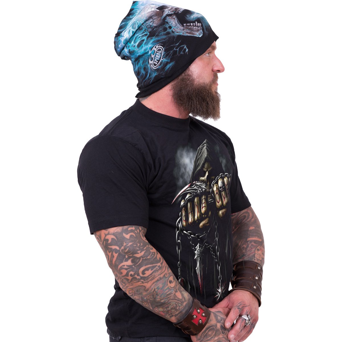 FLAMING SPINE - Light Cotton Beanies Black - Spiral USA