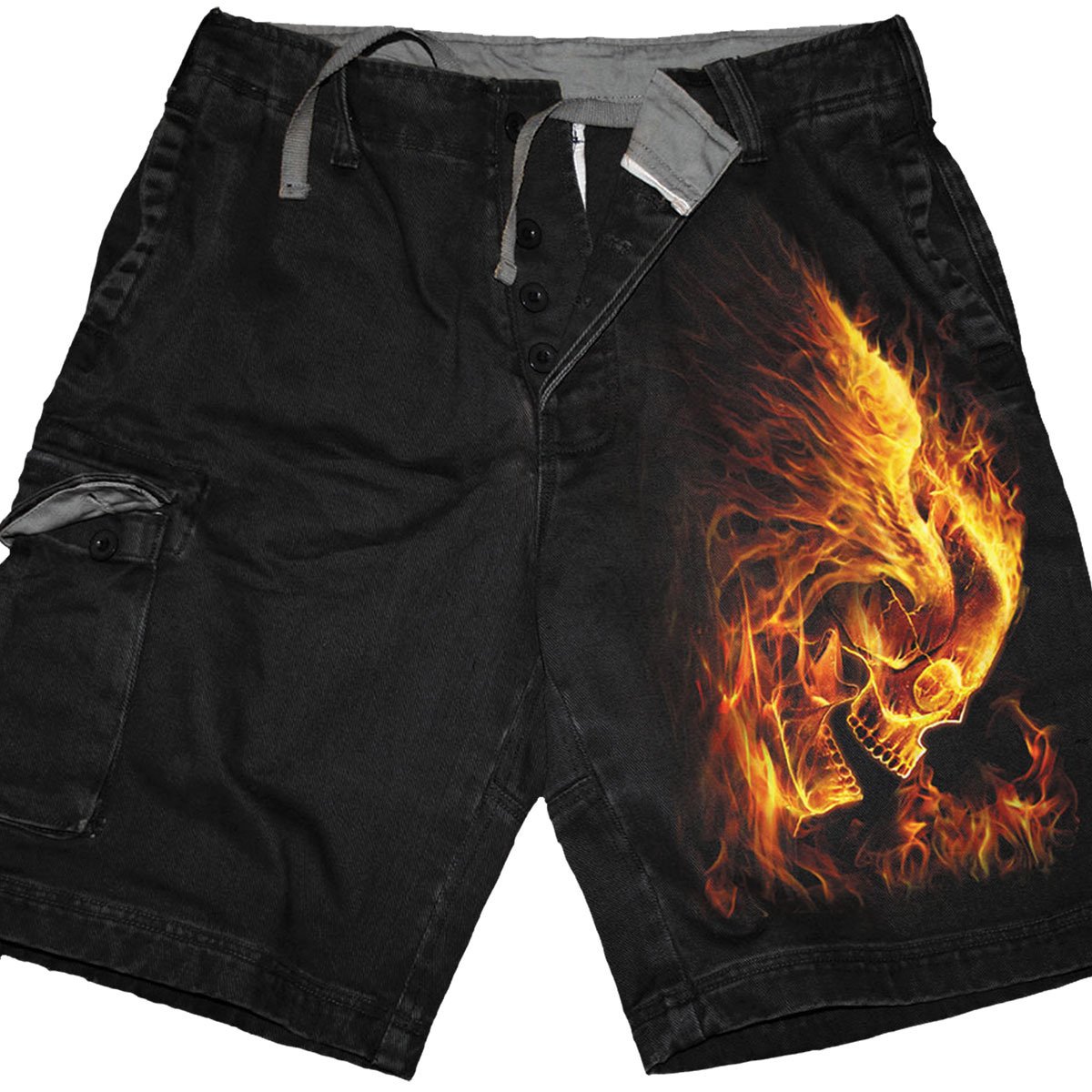 BURN IN HELL - Vintage Cargo Shorts Black - Spiral USA