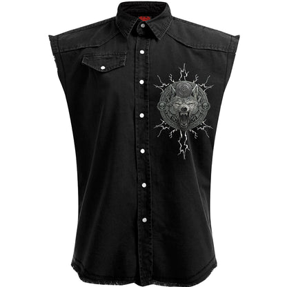 VALHALLA - Sleeveless Stone Washed Worker Black