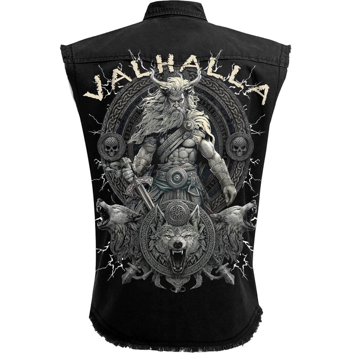 VALHALLA - Sleeveless Stone Washed Worker Black