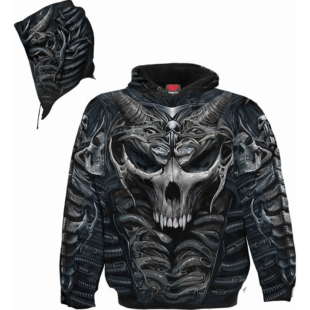 SKULL ARMOUR - Allover Hoody Black - Spiral USA